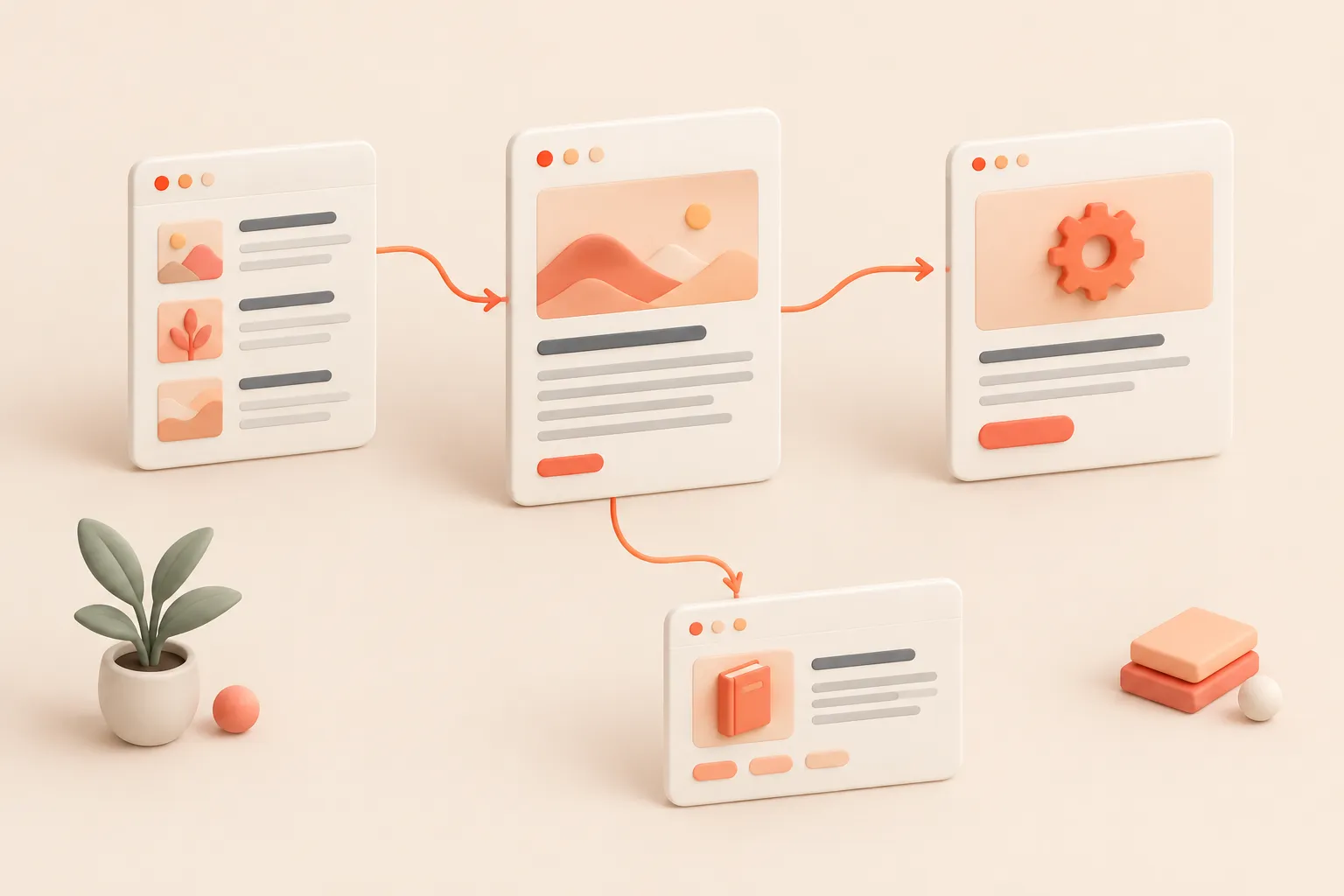 Schema del percorso dai contenuti del blog alle pagine collegate