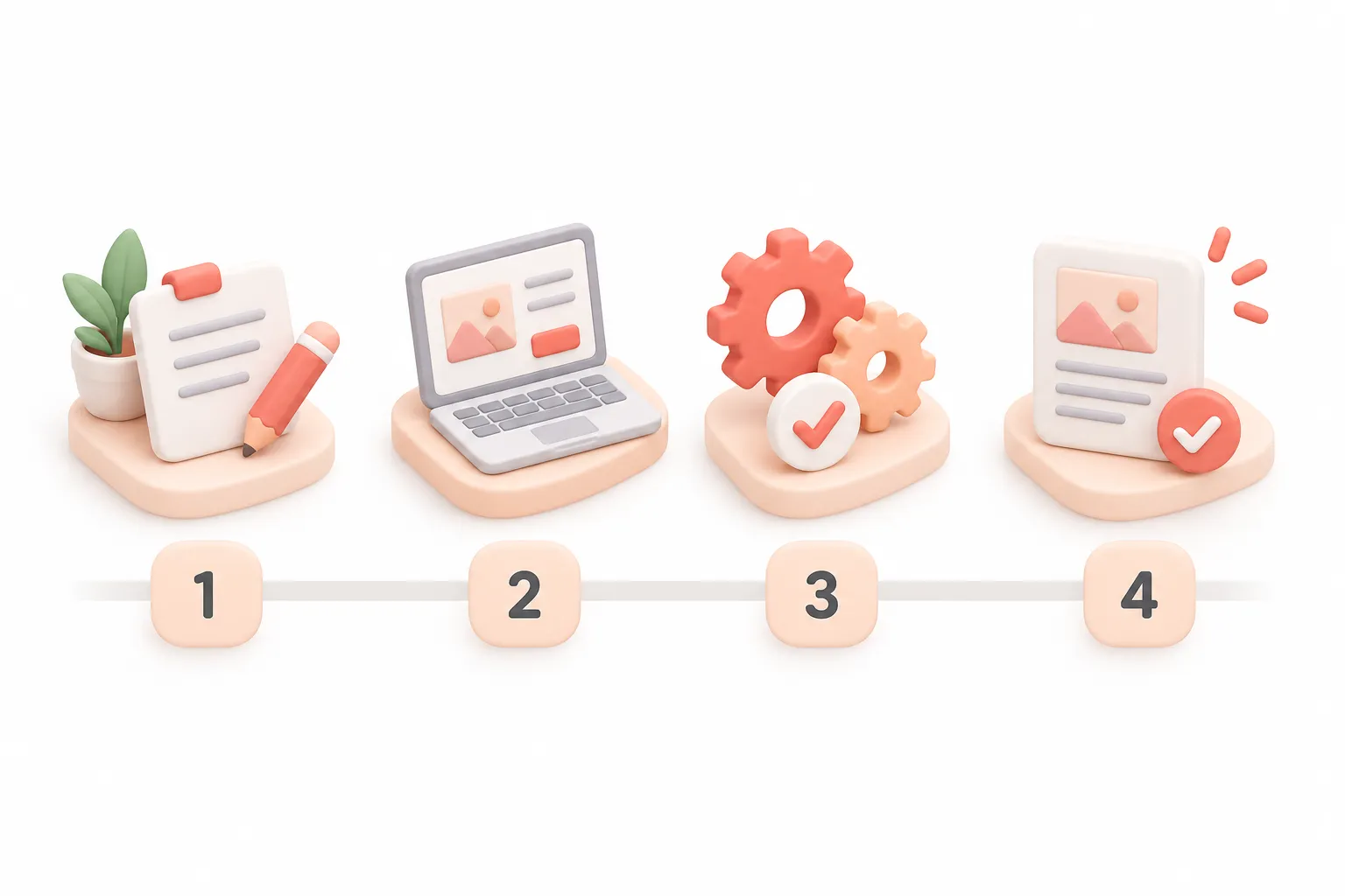Sequenza di quattro passaggi numerati per strutturare un articolo